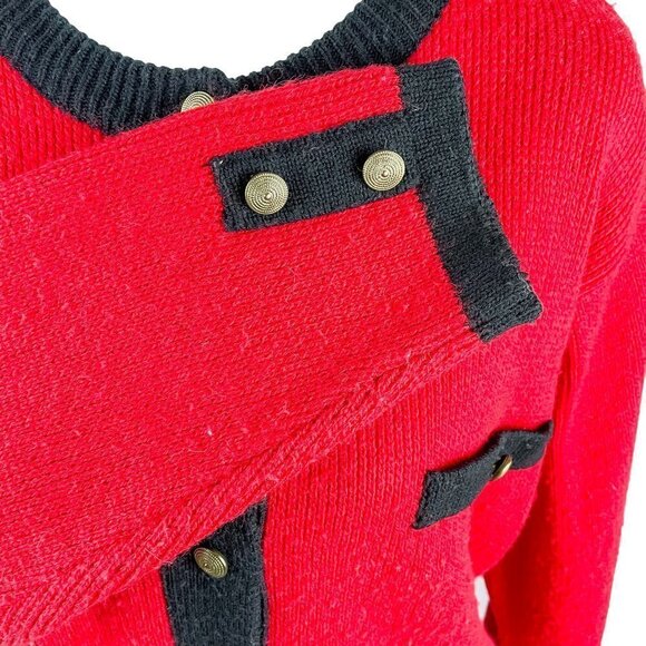 Vintage Karen Scott Wool Blend Cozy Knit Red Christmas Holiday Cardigan Sweater - Picture 5 of 12